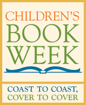 Children's Book Week logo showing open book and tagline "Coast to coast, cover to cover."
