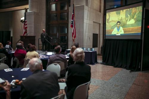 Walter Rumsey Marvin Grant winner Christopher Gellert appears on video at the Ohioana Book Awards.