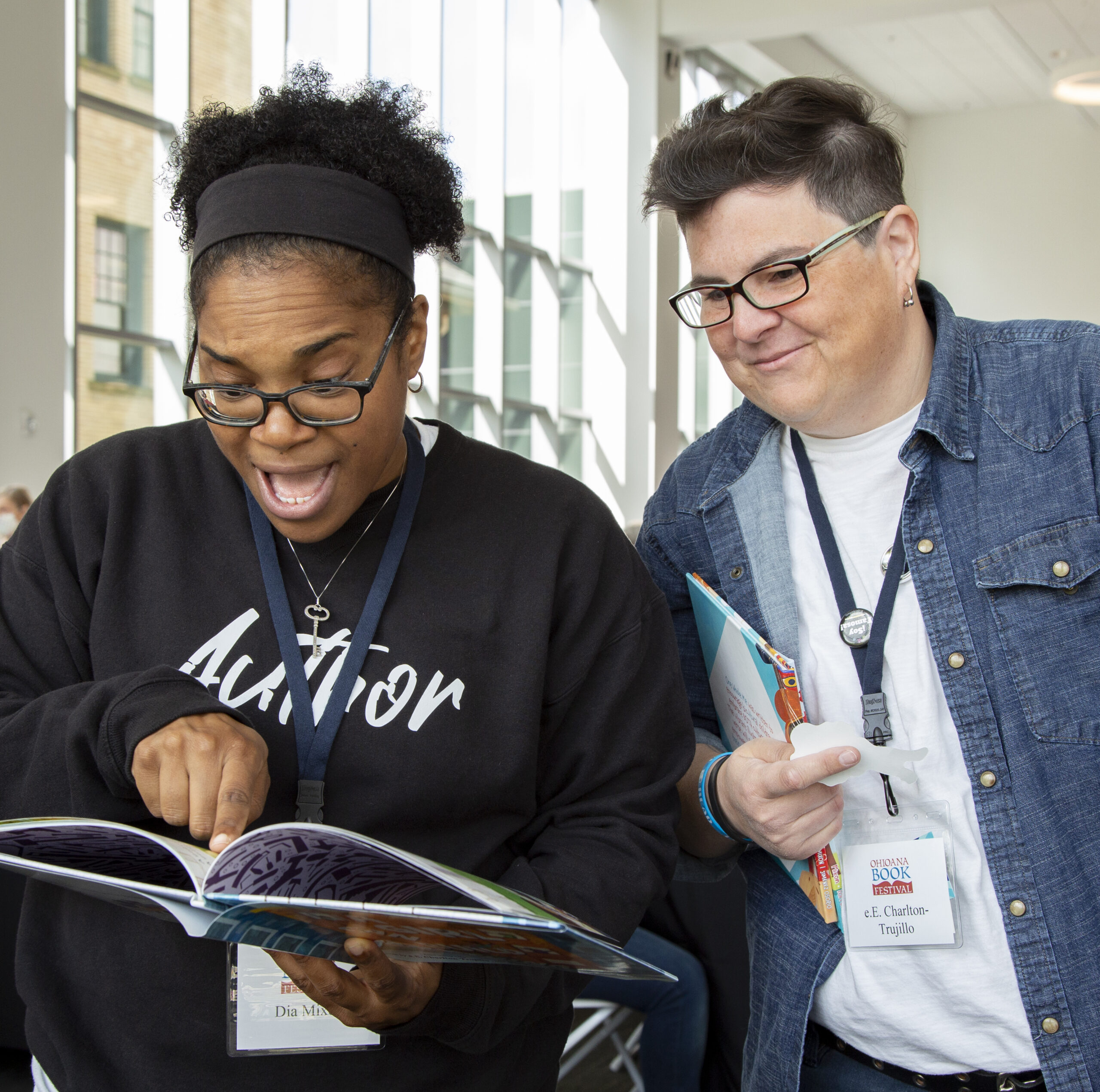 Authors Dia Mixon and e.E. Charlton-Trujillo at the 2023 Ohioana Book Festival